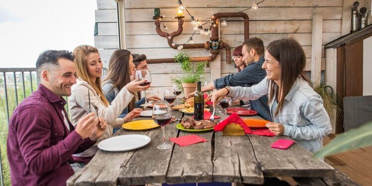 Friends having a dinner party